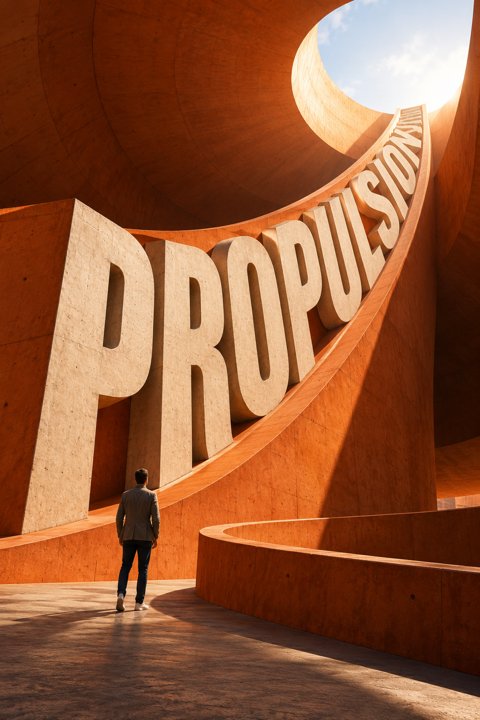 Lettres PROPULSION intégrées à une rampe orange